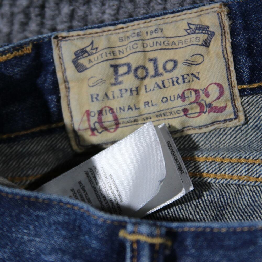 Vintage Polo Ralph Lauren Jeans Mens 42 Big Tall Size Baggy Patch Classic Fit - Picture 4 of 7